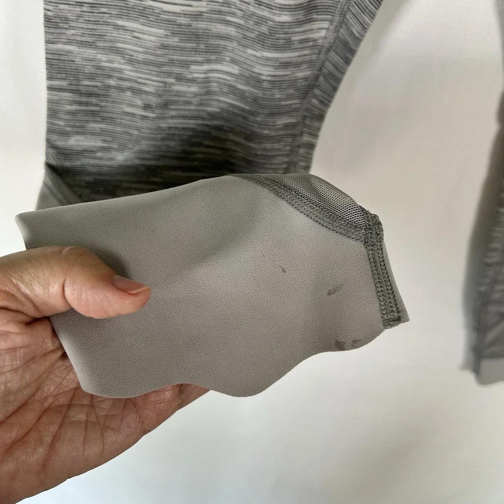 Lululemon Wunder Under Crop Leggings Scalloped Hem Mesh Gray Space Dye Size 6?